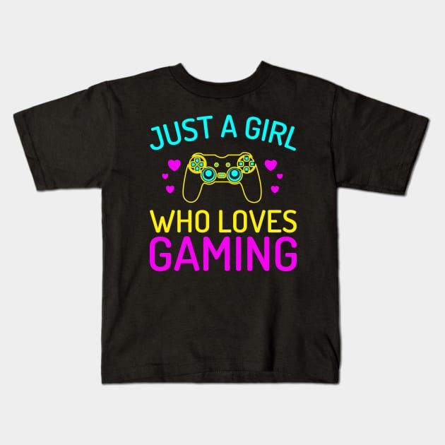 Just a Girl Who Loves Gaming Kids T-Shirt by B3N-arts